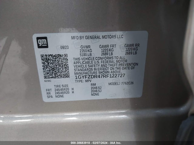 1GYFZDR47RF122727 Cadillac Xt4 Awd Premium Luxury