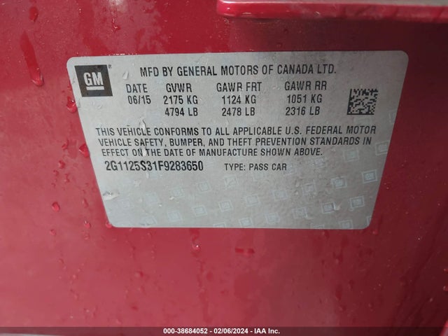 Chevrolet Impala 2lt 2015 2G1125S31F9283650 Image 9