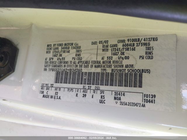 2002 FORD ECONOLINE WAGON 1FBSS31L62HB34260 Photo 8