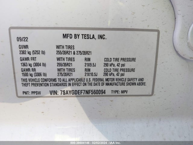 7SAYGDEF7NF560094 Tesla Model Y Performance Dual Motor All-wheel Drive