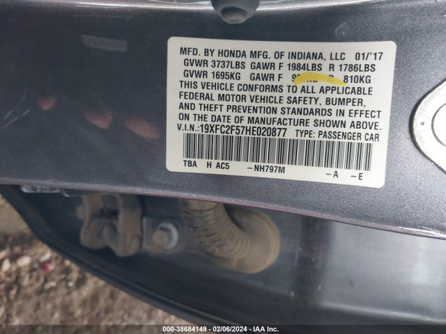 Honda Civic Lx 2017 19XFC2F57HE020877 Image 9