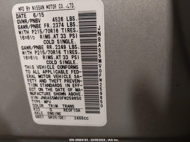 Nissan Rogue Select S 2015 JN8AS5MV0FW259650 Image 9