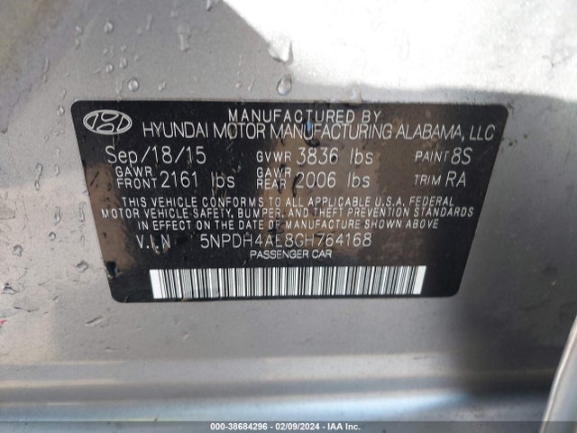 Hyundai ELANTRA SE 2016 5NPDH4AE8GH764168 Image 9