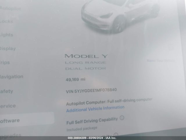 5YJYGDEE1MF078840 Tesla Model Y Long Range Dual Motor All-wheel Drive