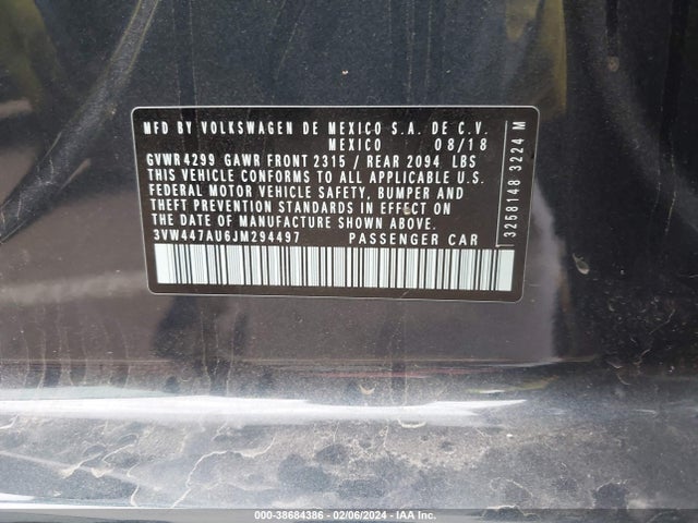 3VW447AU6JM294497 Volkswagen Golf Gti 2.0t Autobahn/2.0t S/2.0t Se
