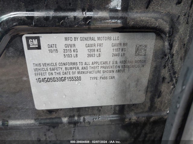 1G4GD5G30GF155330 Buick Lacrosse Premium I