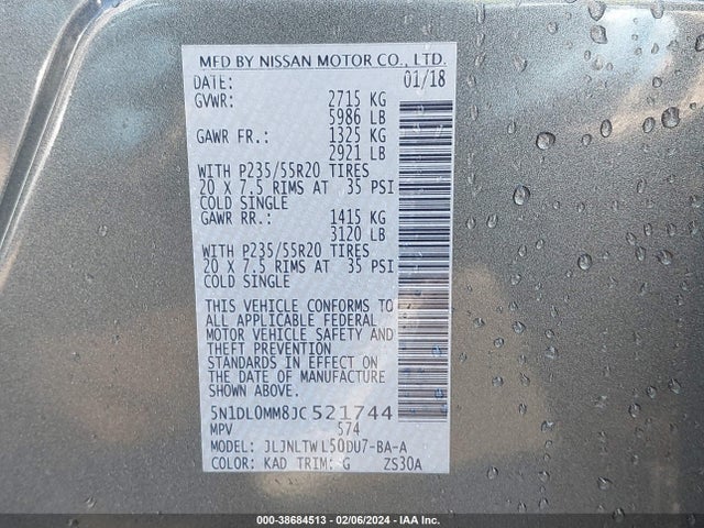 Infiniti QX60 2018 5N1DL0MM8JC521744 Image 9