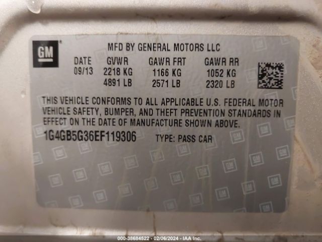 1G4GB5G36EF119306 Buick Lacrosse Leather Group