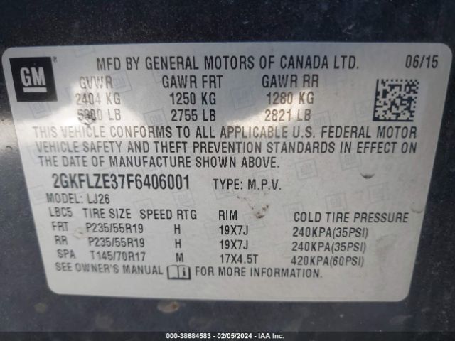 2GKFLZE37F6406001 GMC Terrain Denali
