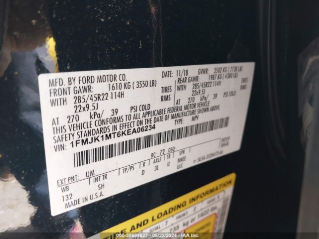 1FMJK1MT6KEA06234 Ford Expedition Max Platinum