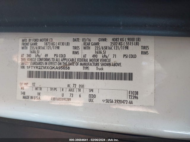 Ford Transit-250 2016 1FTYR2ZMXGKA95658 Image 9