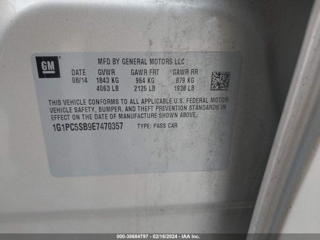 Chevrolet Cruze 1lt Auto 2014 1G1PC5SB9E7470357 Image 9
