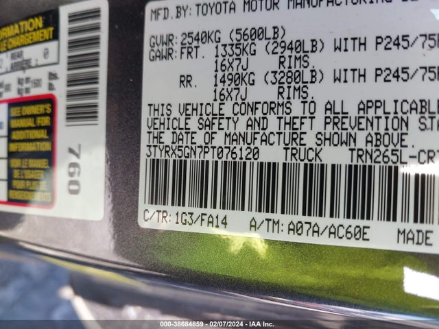 Toyota Tacoma Sr 2023 3TYRX5GN7PT076120 Image 9