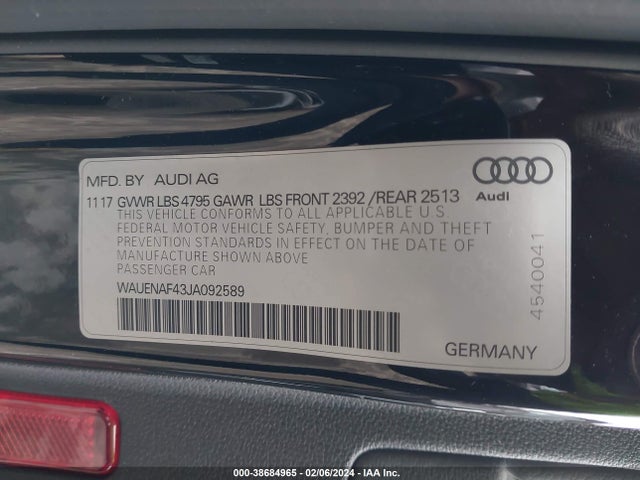 WAUENAF43JA092589 Audi A4 2.0t Premium/2.0t Tech Premium