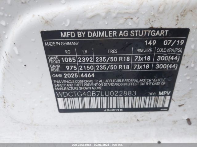 WDCTG4GB7LU022883 Mercedes-Benz Gla 250 4matic