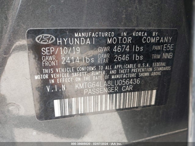 Genesis G70 2.0t Rwd 2020 KMTG64LA8LU056436 Image 9