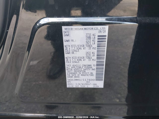 5N1DL0MM4LC517600 Infiniti Qx60 Luxe Awd