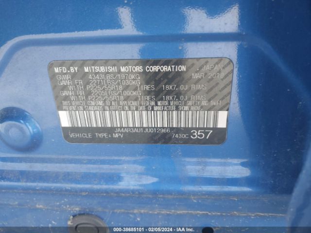 JA4AR3AU1JU012966 Mitsubishi Outlander Sport 2.0 Es