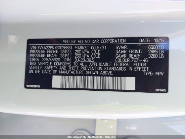 YV4A22PKXG1036684 Volvo Xc90 T6 Momentum