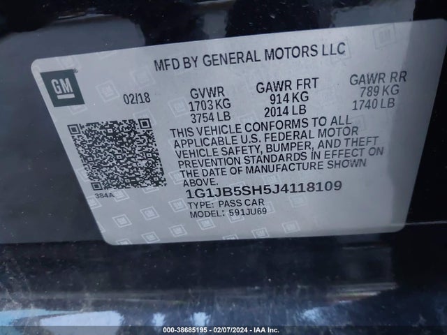 Chevrolet Sonic Ls Auto 2018 1G1JB5SH5J4118109 Image 9