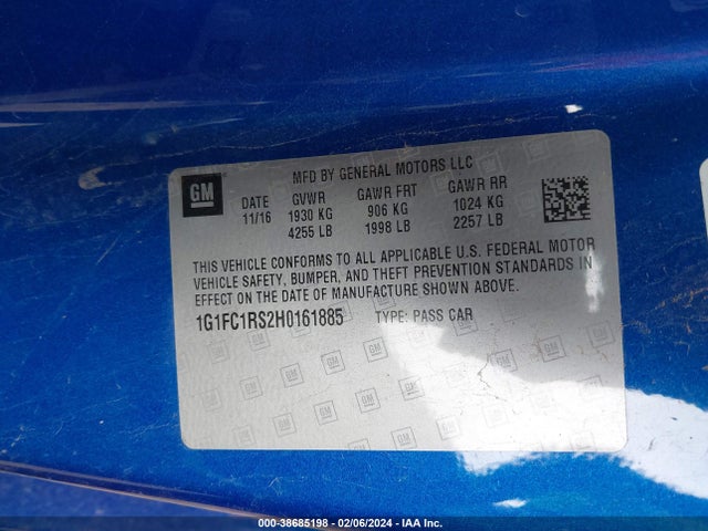 Chevrolet Camaro 2lt 2017 1G1FC1RS2H0161885 Image 9