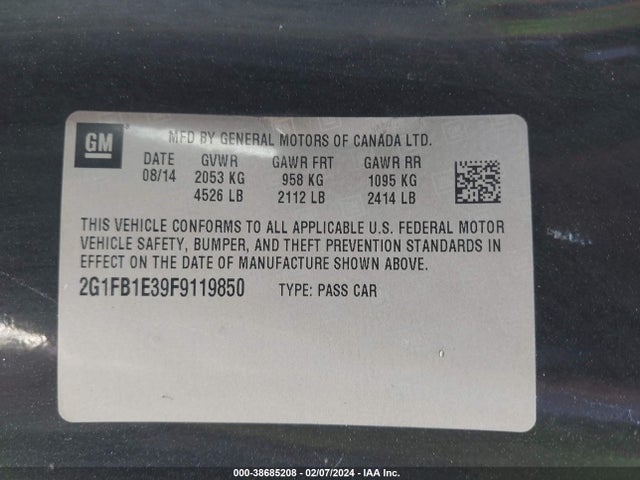 Chevrolet Camaro 2ls 2015 2G1FB1E39F9119850 Image 9