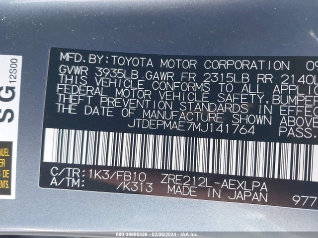 Toyota COROLLA LE 2021 JTDEPMAE7MJ141764 Image 9