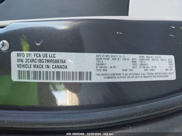 Chrysler Pacifica Touring L 2021 2C4RC1BG7MR588764 Image 9