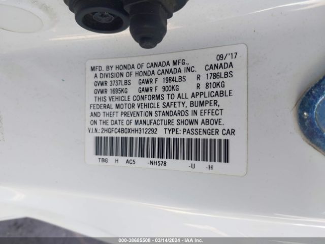 2HGFC4B0XHH312292 Honda Civic Lx-p