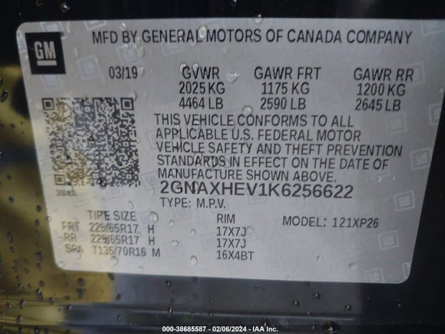 Chevrolet EQUINOX LS 2019 2GNAXHEV1K6256622 Image 9