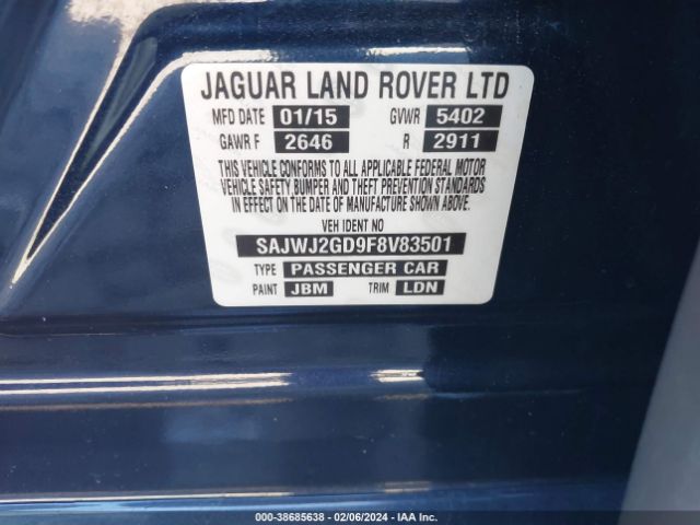 SAJWJ2GD9F8V83501 Jaguar Xj Xjl Portfolio