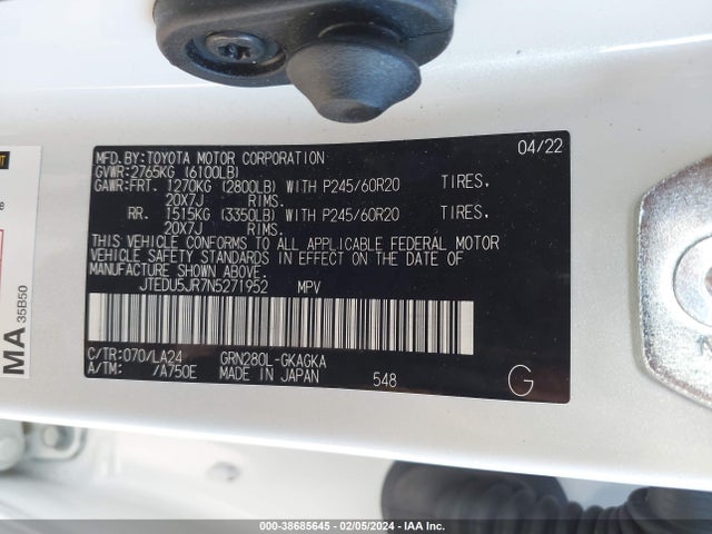 Toyota 4runner Limited 2022 JTEDU5JR7N5271952 Image 9