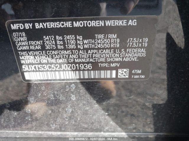5UXTS3C52J0Z01936 BMW X3 M40i