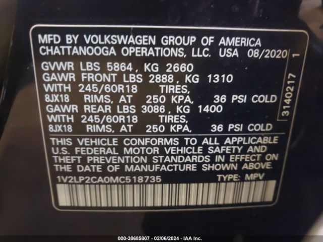 2021 VOLKSWAGEN ATLAS 1V2LP2CA0MC518735 Photo 8