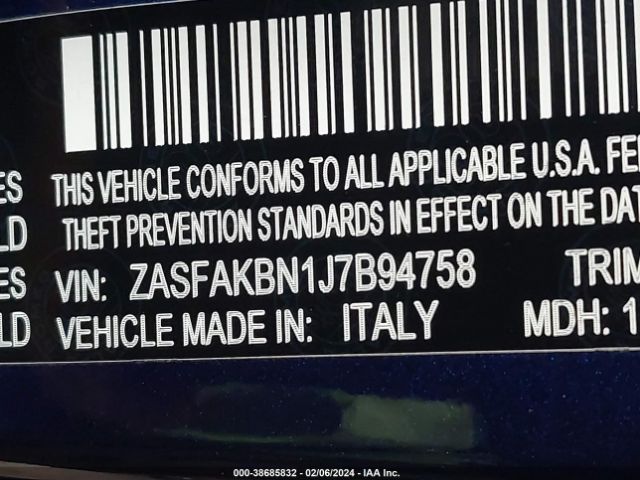 ZASFAKBN1J7B94758 Alfa Romeo Stelvio Ti Awd