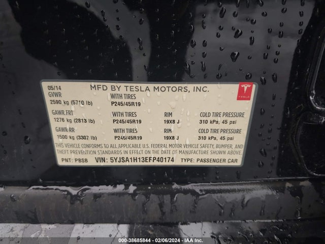 5YJSA1H13EFP40174 Tesla Model S P85