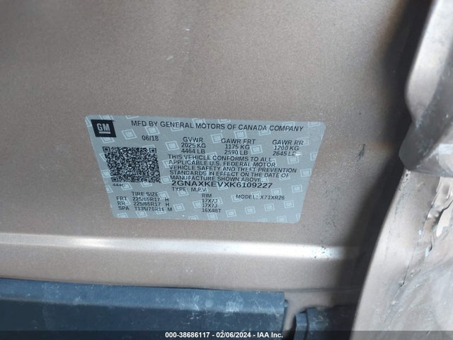 Chevrolet EQUINOX LT 2019 2GNAXKEVXK6109227 Image 9