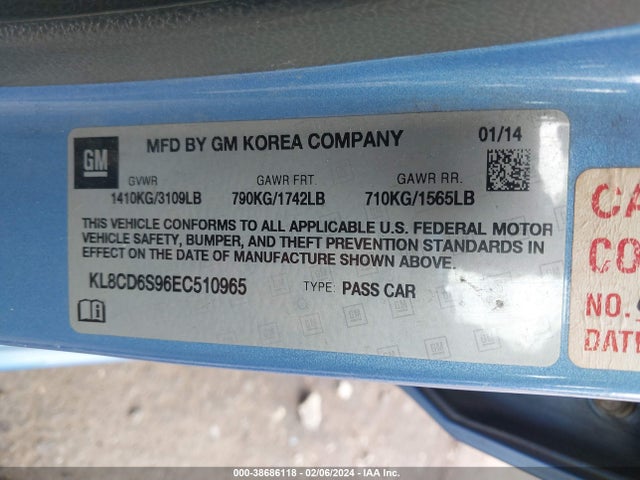 Chevrolet Spark 1lt Auto 2014 KL8CD6S96EC510965 Image 9
