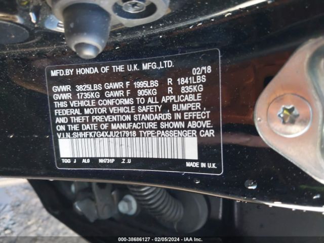 SHHFK7G4XJU217918 Honda Civic Sport
