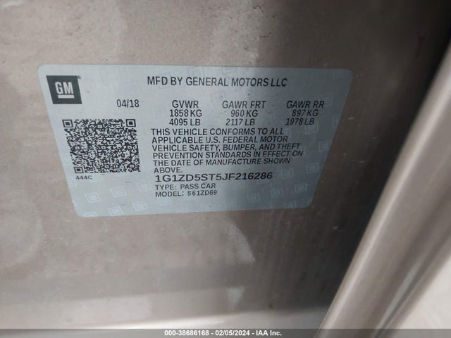 Chevrolet MALIBU LT 2018 1G1ZD5ST5JF216286 Image 9