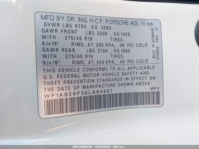 2006 PORSCHE CAYENNE WP1AB29P36LA64551 Photo 8