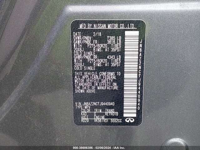 Infiniti QX80 2018 JN8AZ2NC7J9440940 Image 9
