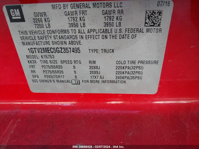 GMC Sierra 1500 Sle 2016 1GTV2MEC5GZ357495 Image 9