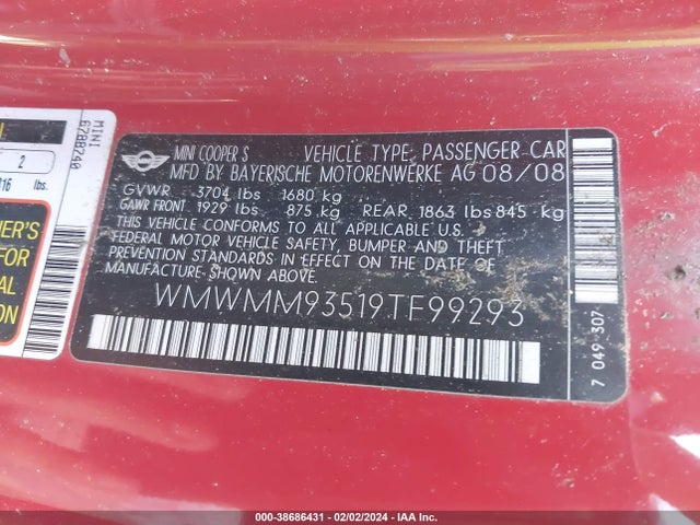 2009 MINI JOHN COOPER WORKS CLUBMAN WMWMM93519TF99293 Photo 8