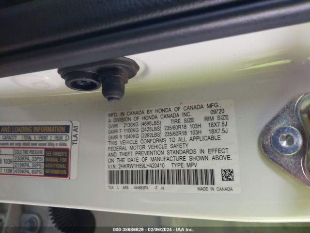 2HKRW1H59LH420410 Honda Cr-v 2wd Ex