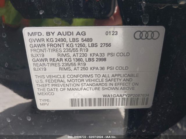 WA1GAAFY2P2087634 Audi Q5 Premium 45 Tfsi S Line Quattro
