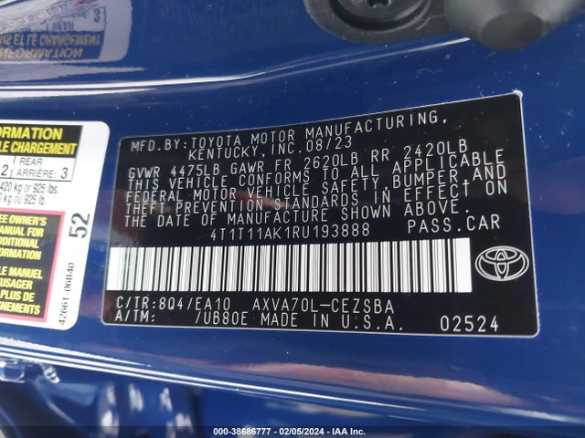 Toyota CAMRY SE 2024 4T1T11AK1RU193888 Image 9