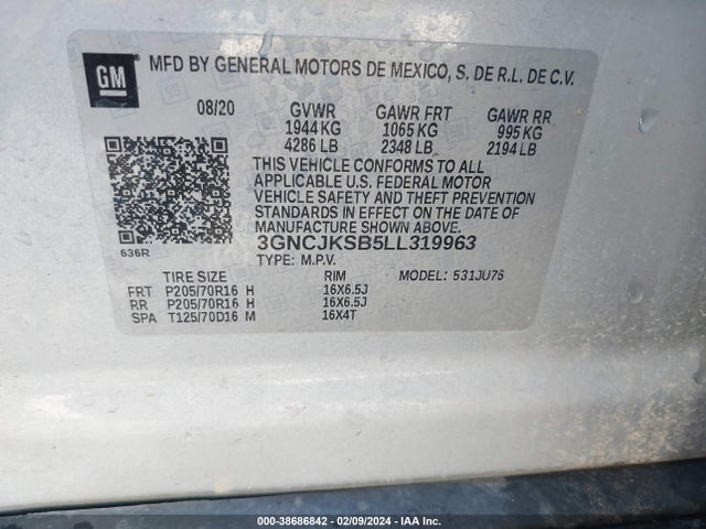 Chevrolet Trax Fwd Ls 2020 3GNCJKSB5LL319963 Image 9