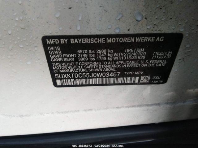 5UXKT0C55J0W03467 BMW X5 Xdr40e