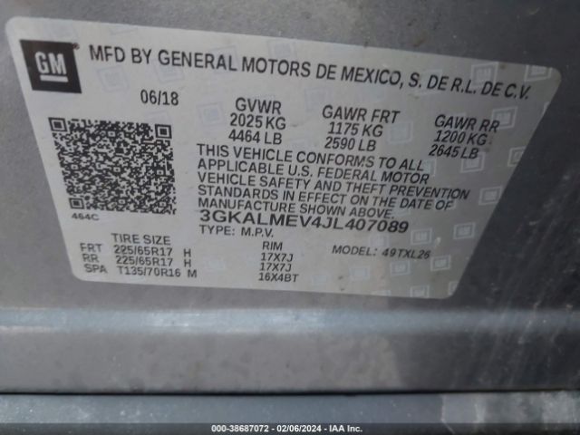3GKALMEV4JL407089 GMC Terrain Sle